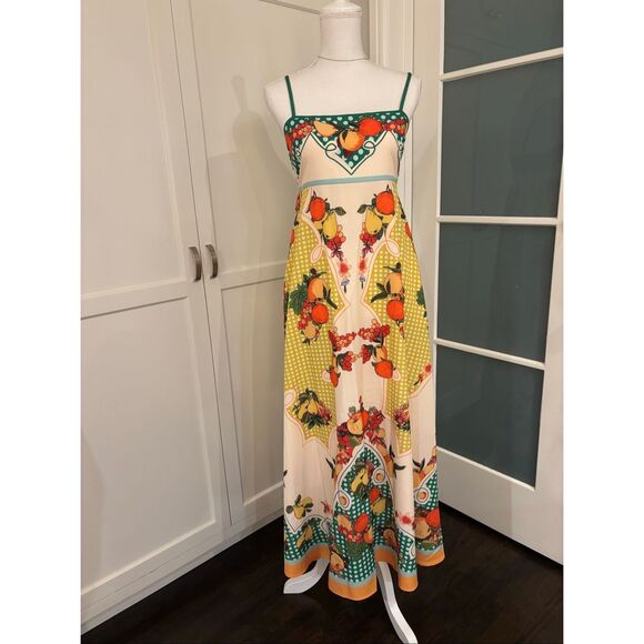 Women's Multicolor Tropical Square Neck Smocked Sleeveless Summer Dress Medium - Picture 1 of 8